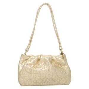 Authentic BALLY Shoulder Bag Leather Champagne Gold